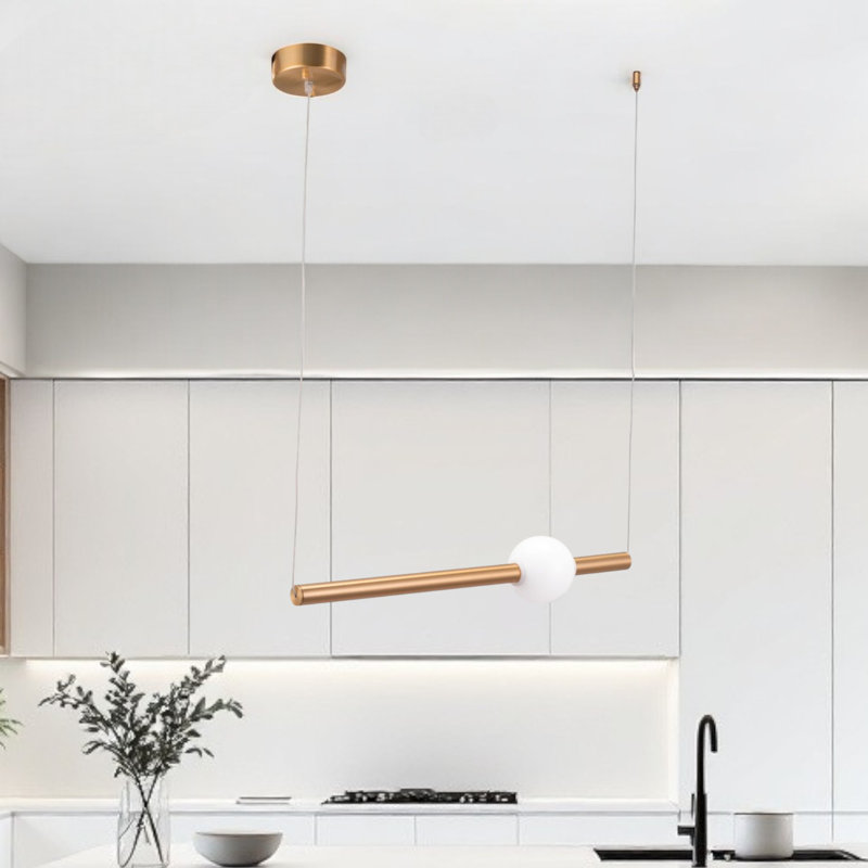 Luminaire suspendu suspendu en métal doré et blanc pour îlot de cuisine