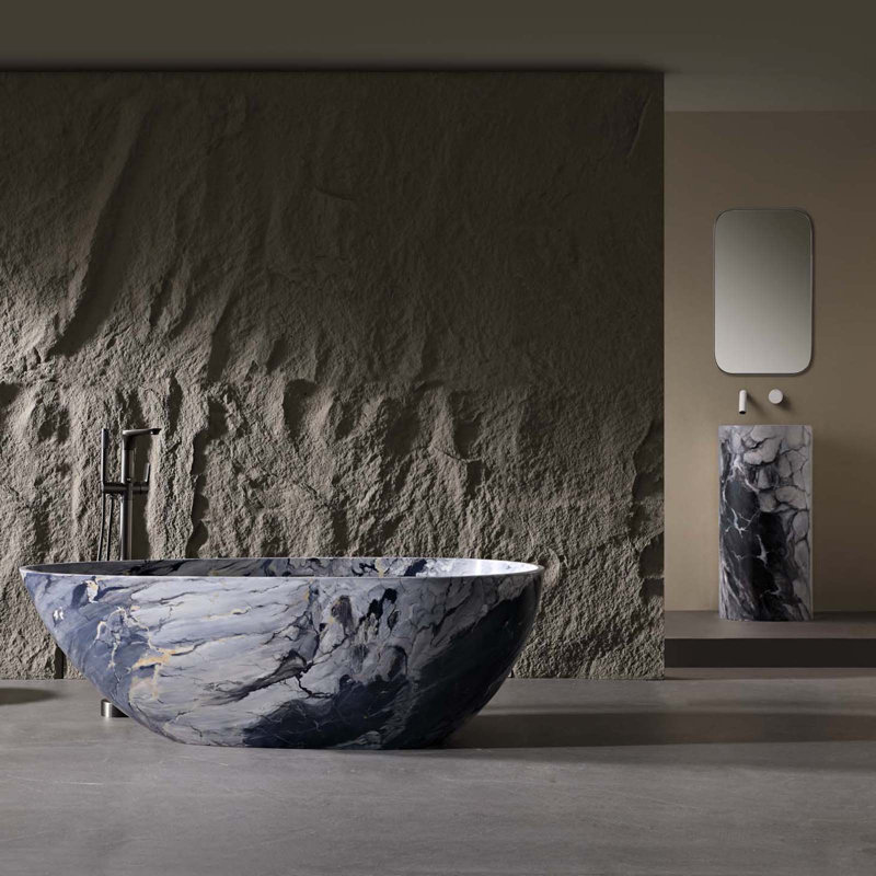 Baignoire autoportante 59 po, Marbre bleu