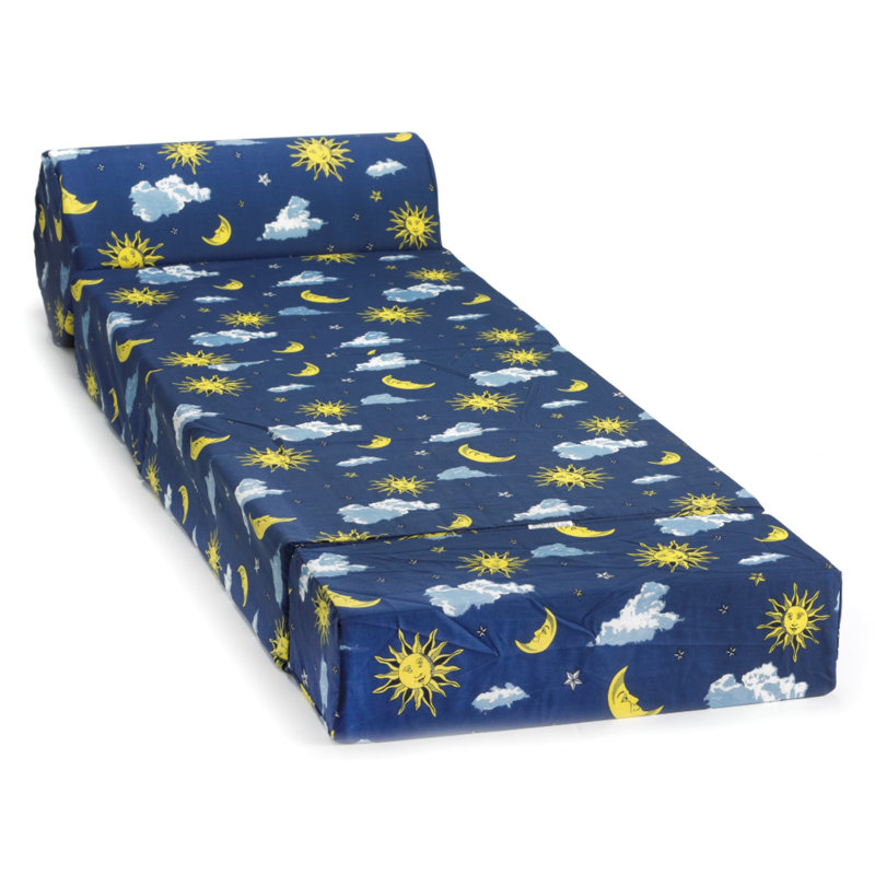 Chaise convertible en lit pour enfants de 12 po Cowgill, Bleu / Jaune