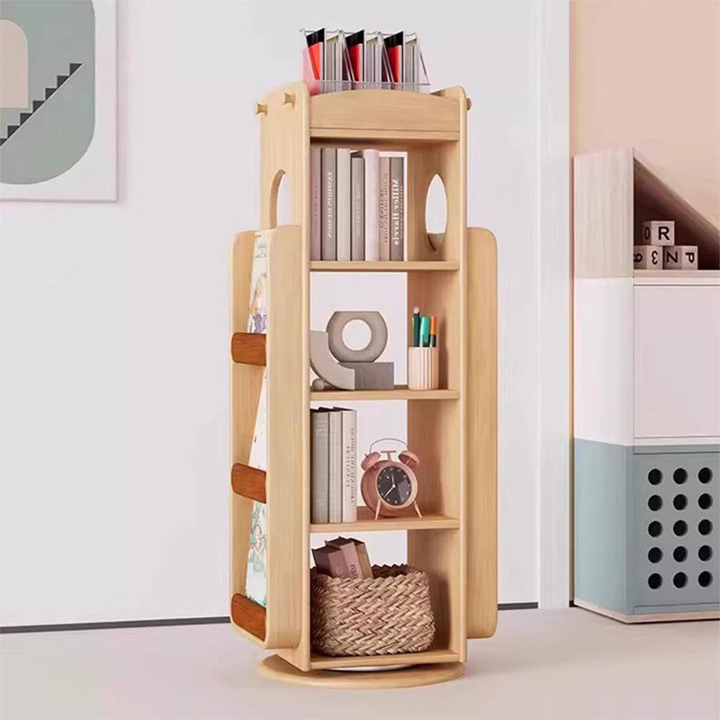 Burlywood Modern Solid wood rotating bookshelf, Burlywood