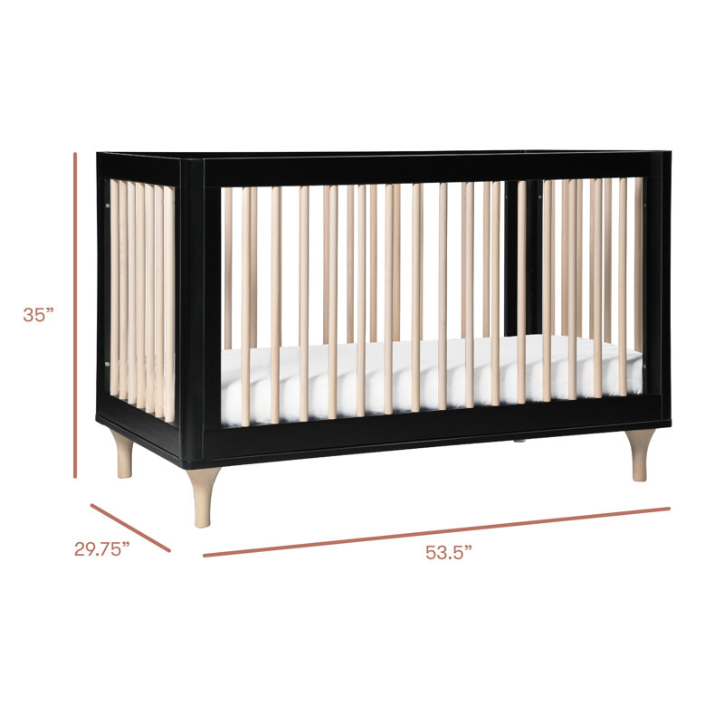 Lolly 3-in-1 Convertible Crib, Black/Washed Natural