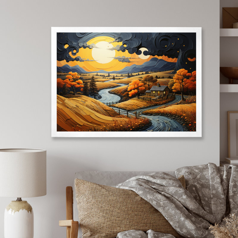 «Countryside Moody Skies Patchwork II», reproduction sur toile, H 30 po x l 40 po x P 1,5 po, Cadre photo blanc