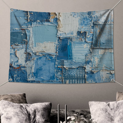 Textured Blue Abstract Wall Tapestry - Abstract Wall Decor