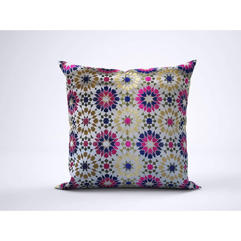 Dungorbery Geometric Square Cushion Cover, Blue/Pink