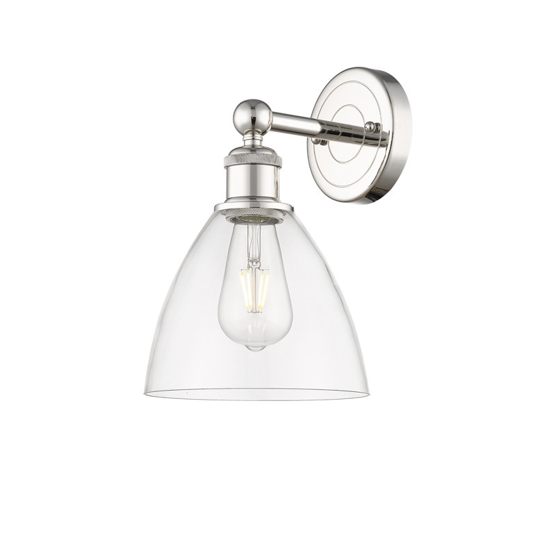 Carmichaels Armed Sconce, Clear, Polished Nickel