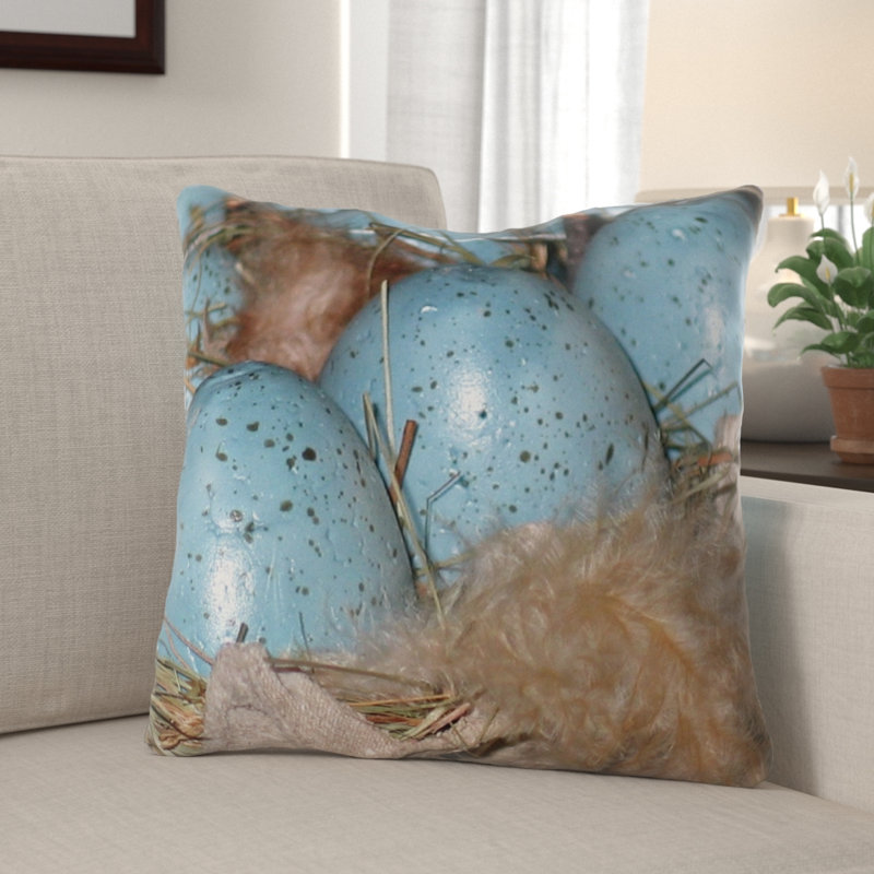 Kylee Easter Eggs Throw Pillow, Indoor, Microsuede