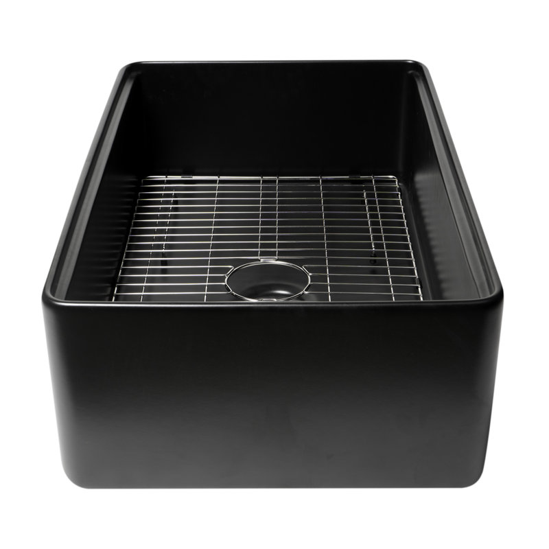 33'' L Single Bowl Fireclay Kitchen Sink, Black