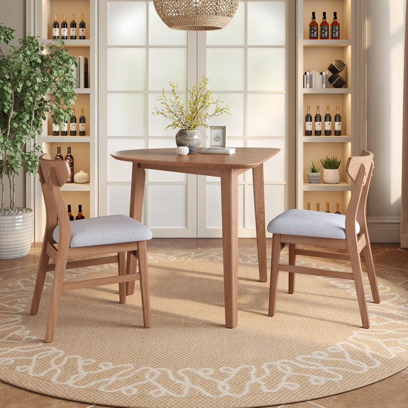 3 Piece Dining Table Set for 2, Modern Kitchen Table and Chairs, Dining Room Set, Light Brown