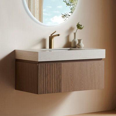 Plywood and Solid Wood Single Bathroom Vanity