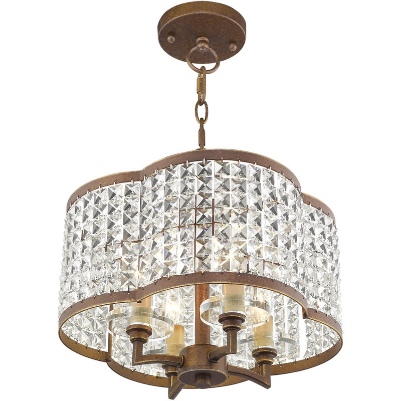 Palacial Bronze Mini Chandelier with Clear Crystal Shade