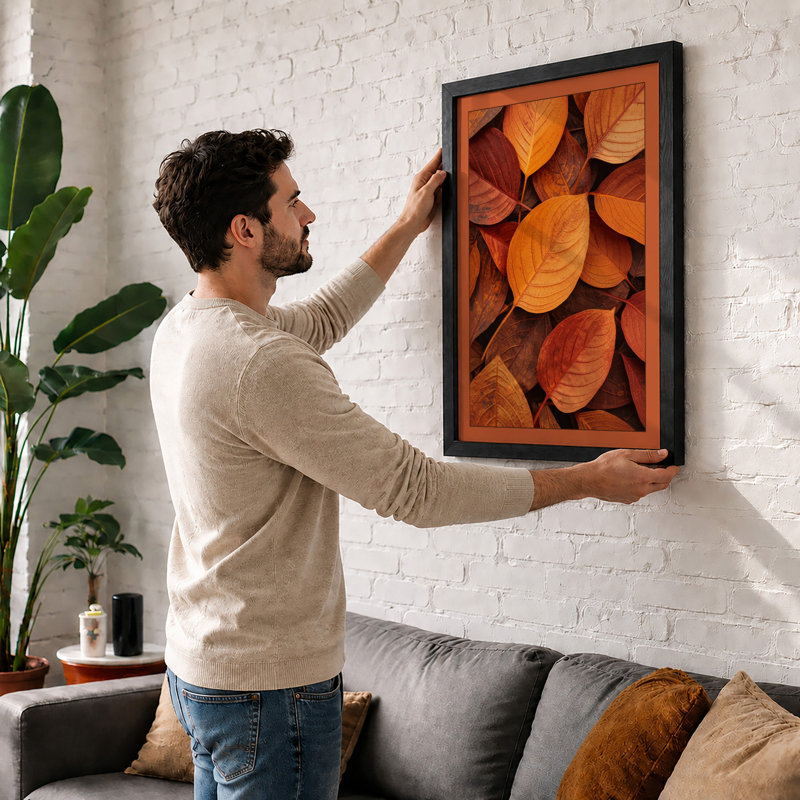 Autumn Leaf Study Botanical - Framed Print, A1 - 84.1 x 59.4 cm, White