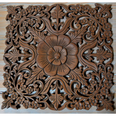 17.5" x 17.5" Solid Wood Wall Paneling in Brown