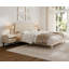 Ensemble de chambre à coucher 3 pièces, cadre de lit queen avec tête de lit ondulée et 2 tables de chevet, beige-2034719376