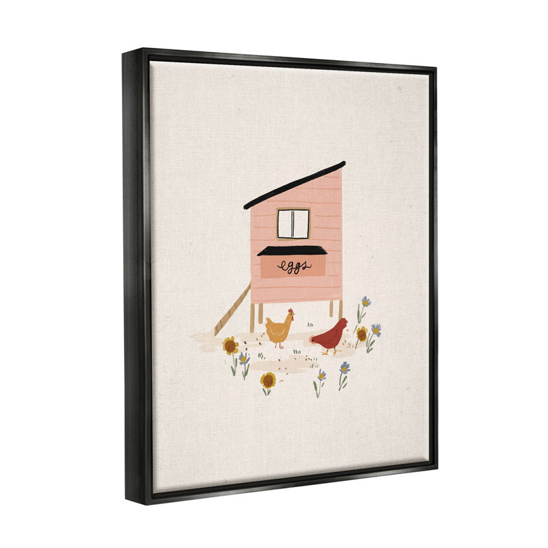 «Pastel Hen House Eggs Chickens», art mural encadré flottant par Loni Harris, H 21 po x l 17 po x P 1,7 po