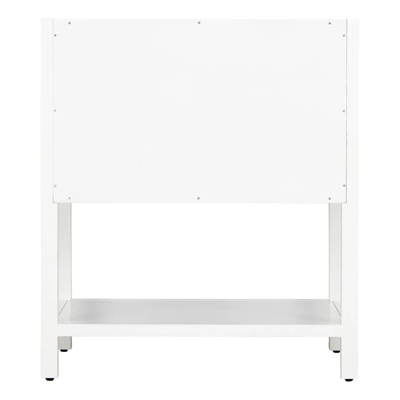 30" Robertson Single Bathroom Vanity Set with Rectangular Undermount Sink, Single Hole, Arctic White Quartz, White