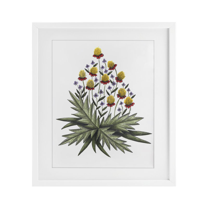 «Leafy Wild Flowers», reproduction encadrée sous verre, conception de Cecilia Battaini, H 16 po x l 13 po, Cadre blanc côtier