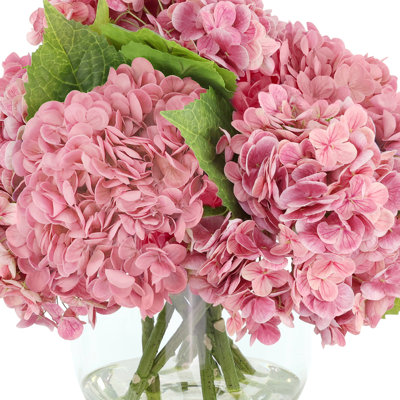 Real Touch Hydrangeas Arranged in Glass Vase