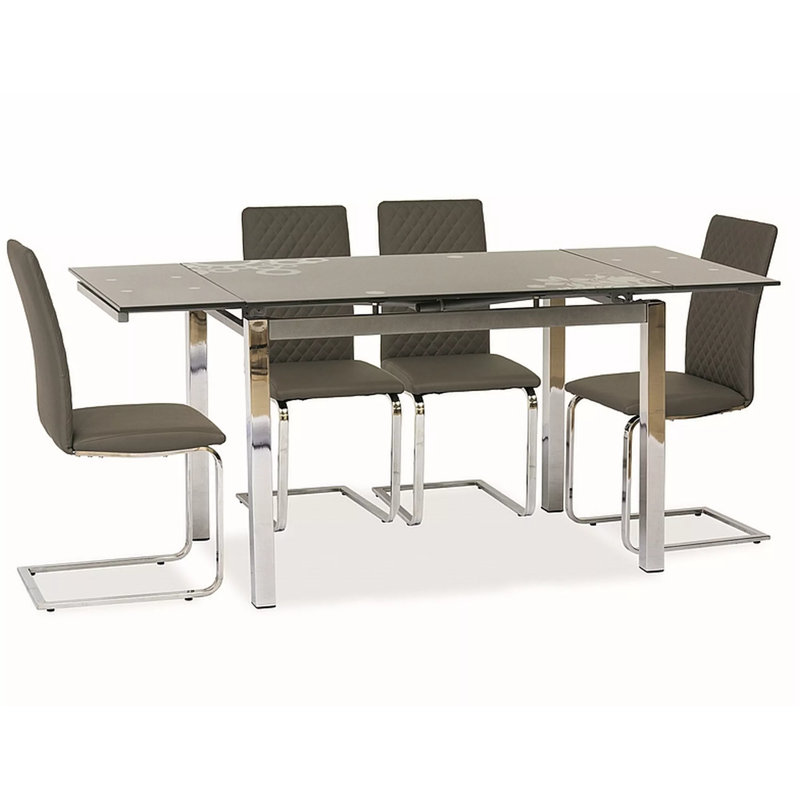 Isabeau Glass Top Metal Base Dining Table, Grey