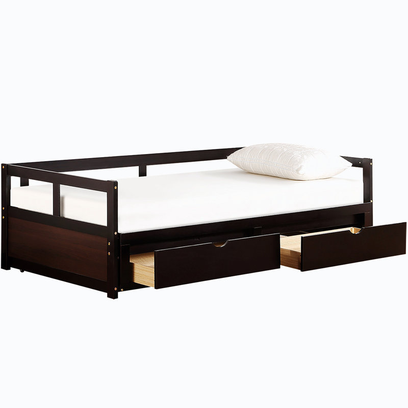 Ronneby Daybed With Trundle Daybed With Storage Wood Daybed Modern Office Furniture, Espresso