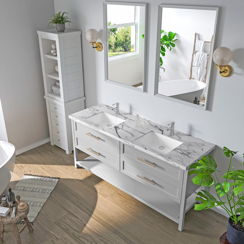 20'' White Ceramic Rectangular Undermount Bathroom Sink