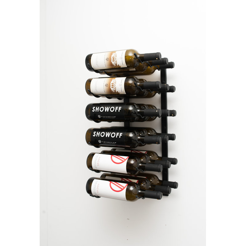 18 Bottle Wall Mounted Wine Bottle Rack, Matte Black, 61cm H x 33cm W x 30.5cm D