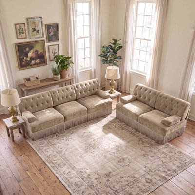 Ensemble de canapé Chesterfield 2 pièces (camel)