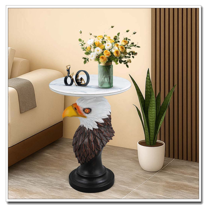 Accent Table Animal Statue End Tables, Brown + Antique White-Eagle
