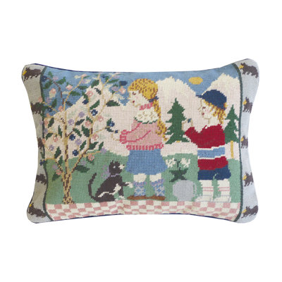 Spring Children Needlepoint Throw Pillow