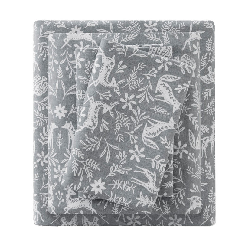 Ensemble de draps 4 pièces Gracie Mills, Ensemble de draps pour grand lit, Imprimé d'animal sauvage sauge
