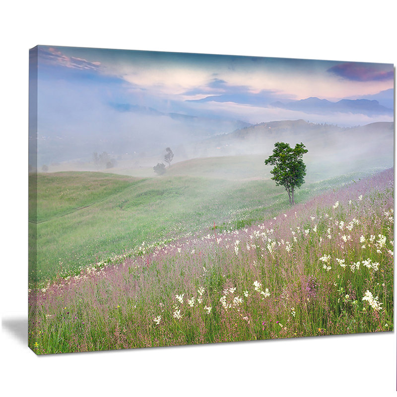 Foggy Summer Morning Green Landscape Canvas Print, 12" x 20"