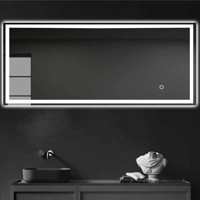 Miroir de salle de bain lumineux, 63 po x 20 po, Blanc