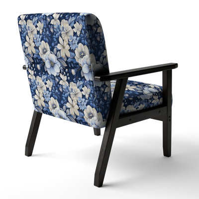 Fauteuil d'appoint rembourré V bleu et blanc