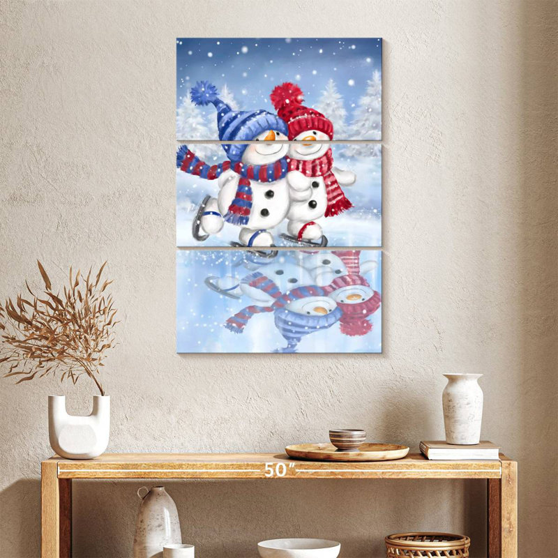 Lelend, bonhomme de neige, patinage en couple, H 38 po x l 24 po