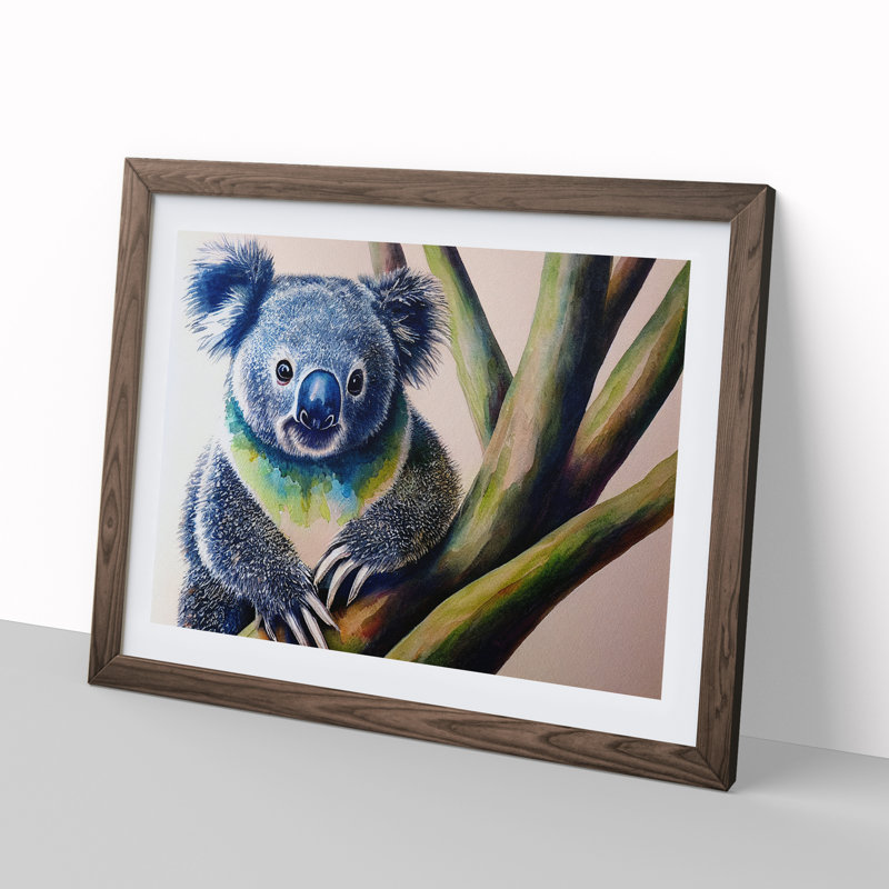 Koala Bear - Single Picture Frame Print, 46cm H x 64cm W x 2cm D, Walnut
