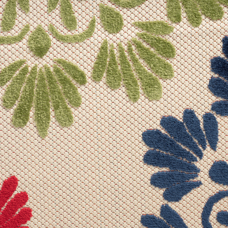 Hufnagel Floral Water Resistant Indoor Outdoor Rugs for Patios, Deck, Porch or Entryway, Rectangle 5'3" x 7'3"