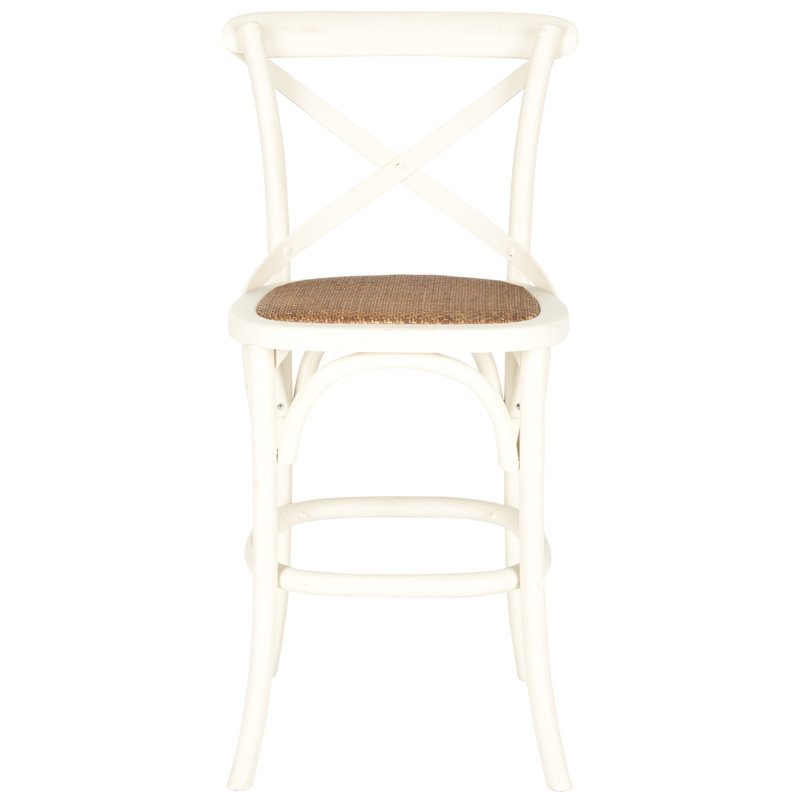 Tabouret Franklin, Blanc antique, Tabouret de comptoir (siège d'une hauteur de 24,2, Brun