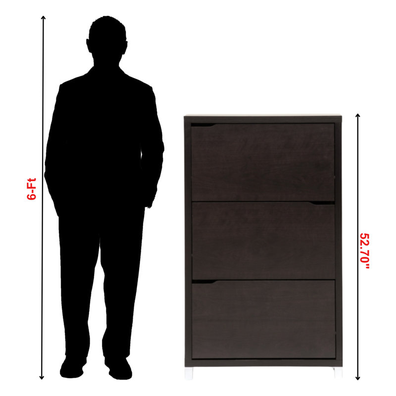 Simms 18 Pair Shoe Storage Cabinet, Dark Brown