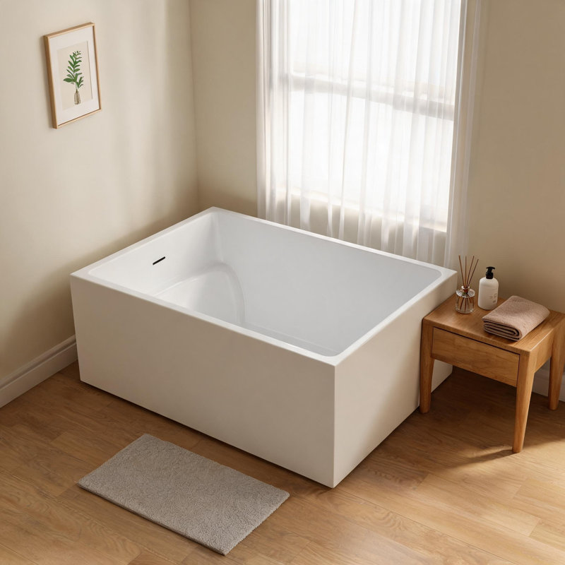 Baignoire de trempage autoportante en acrylique blanc brillant de 39 po x 28 po avec siège intégré