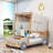 Wooden Car-Shaped Platform Bed with Pillows-1575108254