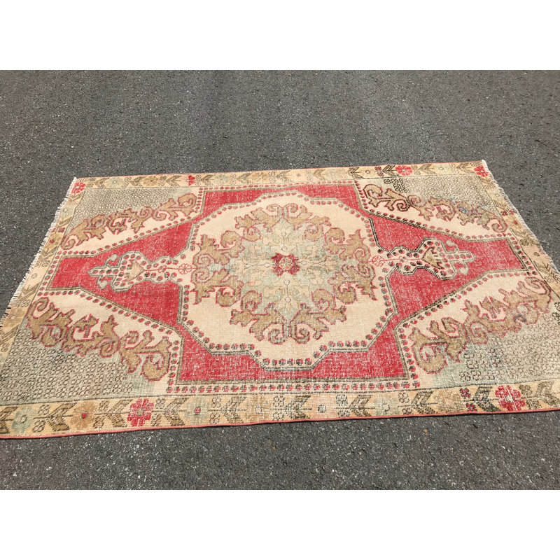 Tapis de luxe, tapis de 4,6 x 6,8 pi, tapis rétro, tapis turcs, tapis de chambre à coucher, tapis de luxe rose
