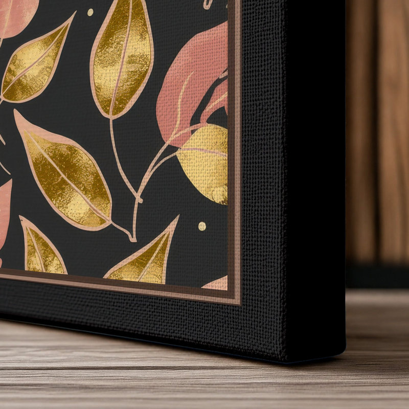 Autumn Leaf Pattern Botanical - Wrapped Canvas, 18x12 - 45.7 x 30.5 cm, Black Border