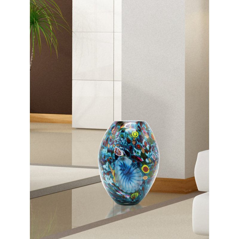 Estrada Multicolor Hand Blown Art Glass Vase