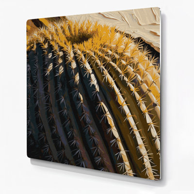 Art mural en métal Botanical Barrel Cactus