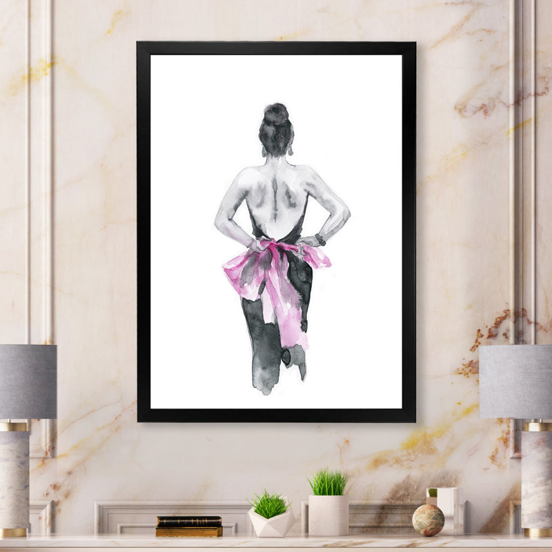 Peinture fantaisie, portrait de femme III - décoration murale sur toile glam, H 20 po x l 12 po x P 1 po, Cadre photo noir