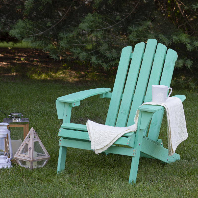 36" Classic Folding Wooden Adirondack Chair, Green