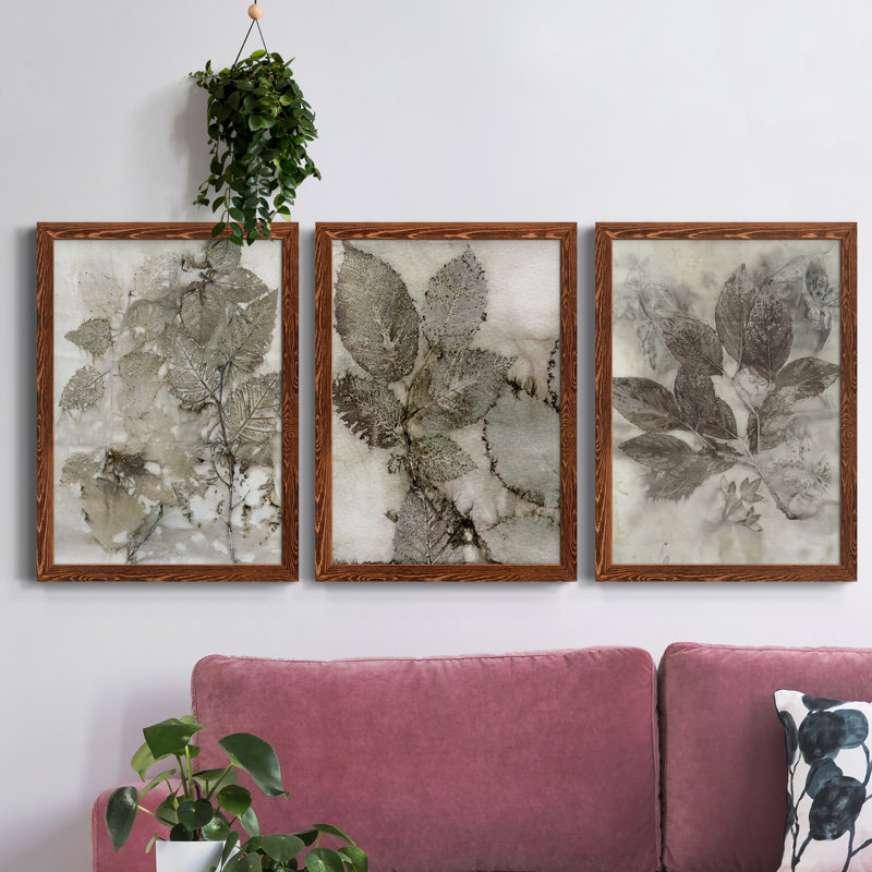 Birch Leaves I Painting Print on Canvas, 37.5" H x 82.5" W x 0.75" D, Maple