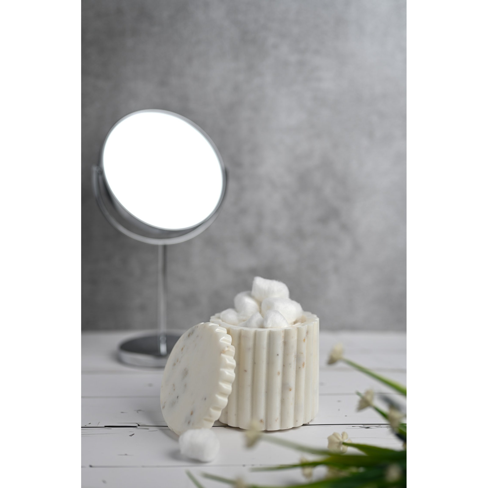 Stoneware Jar, 4" H x 4" W x 4" D, White