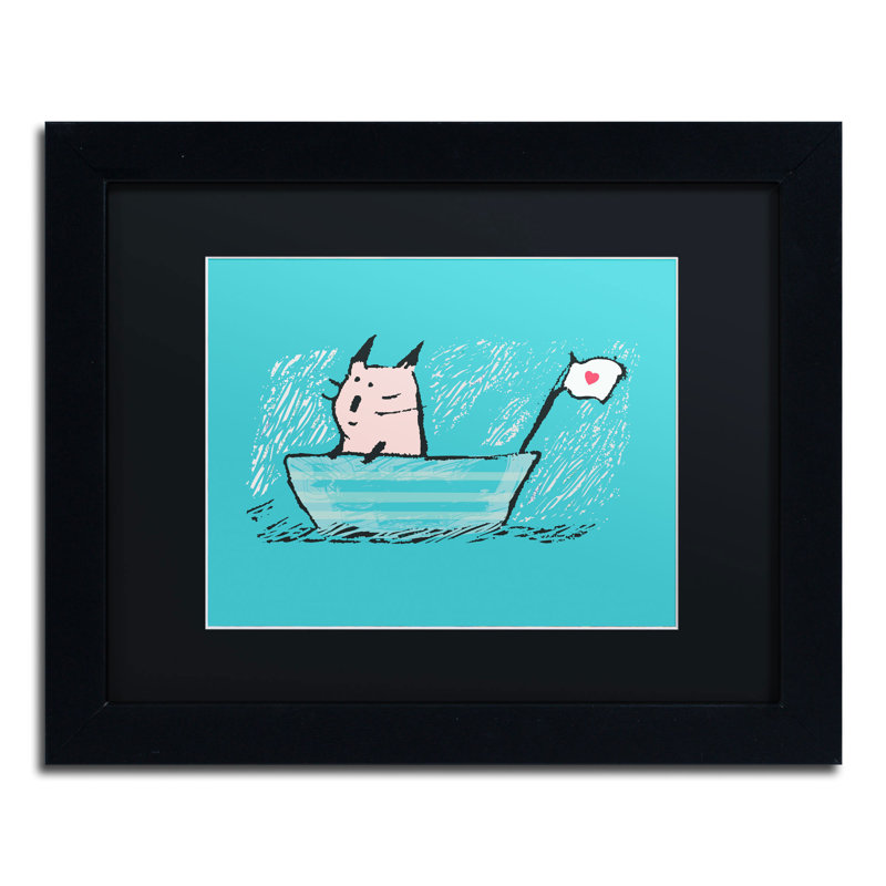 « marin chat » par carla martell, art encadré, H 11 po x l 14 po, Noir