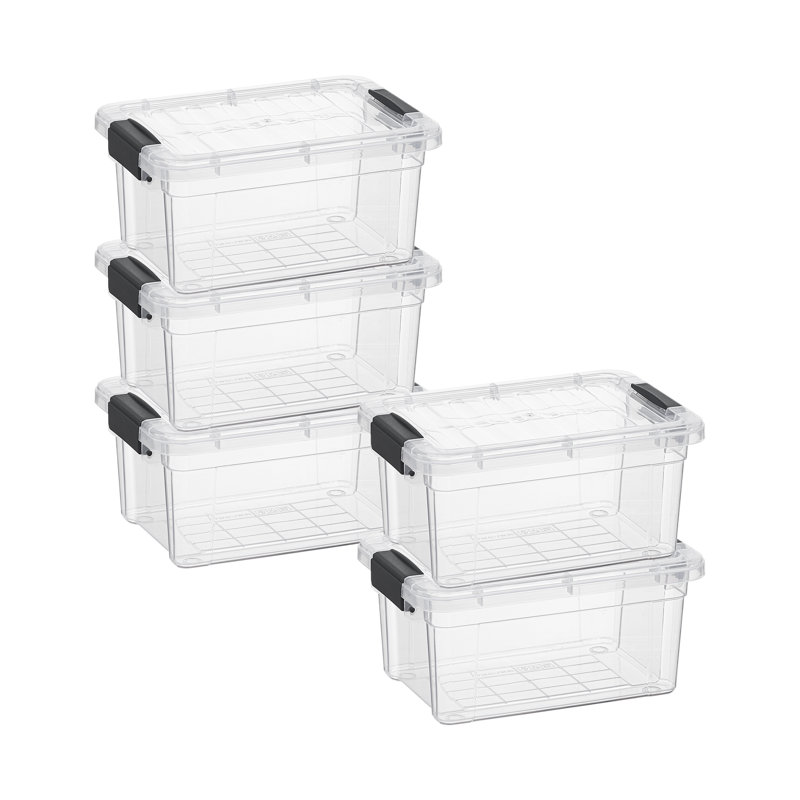 Superio 1,85 pte Mini bacs de rangement transparents avec couvercles, paquet de 5, boîtes de rangement en plastique pour la maison