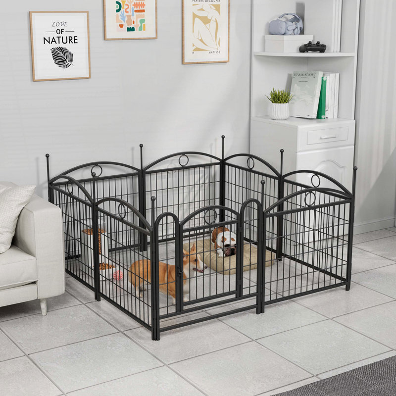 Parc pour chien 8 panneaux avec porte en métal